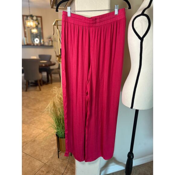 Joie Silky Wide Leg High Rise Pant Drawstring Pockets Pink Size Medium 4-10 - Picture 3 of 5